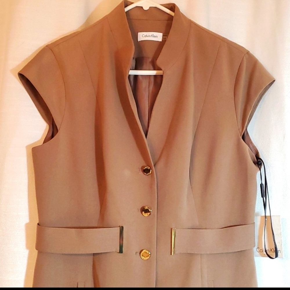 Calvin Klein Tan Sleeveless Dress